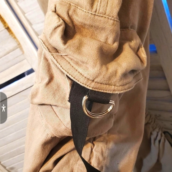 HOT & DELICIOUS Women's khaki Cargo Baggy Drawstring Legs Pants SIZE SMALL - Picture 4 of 8